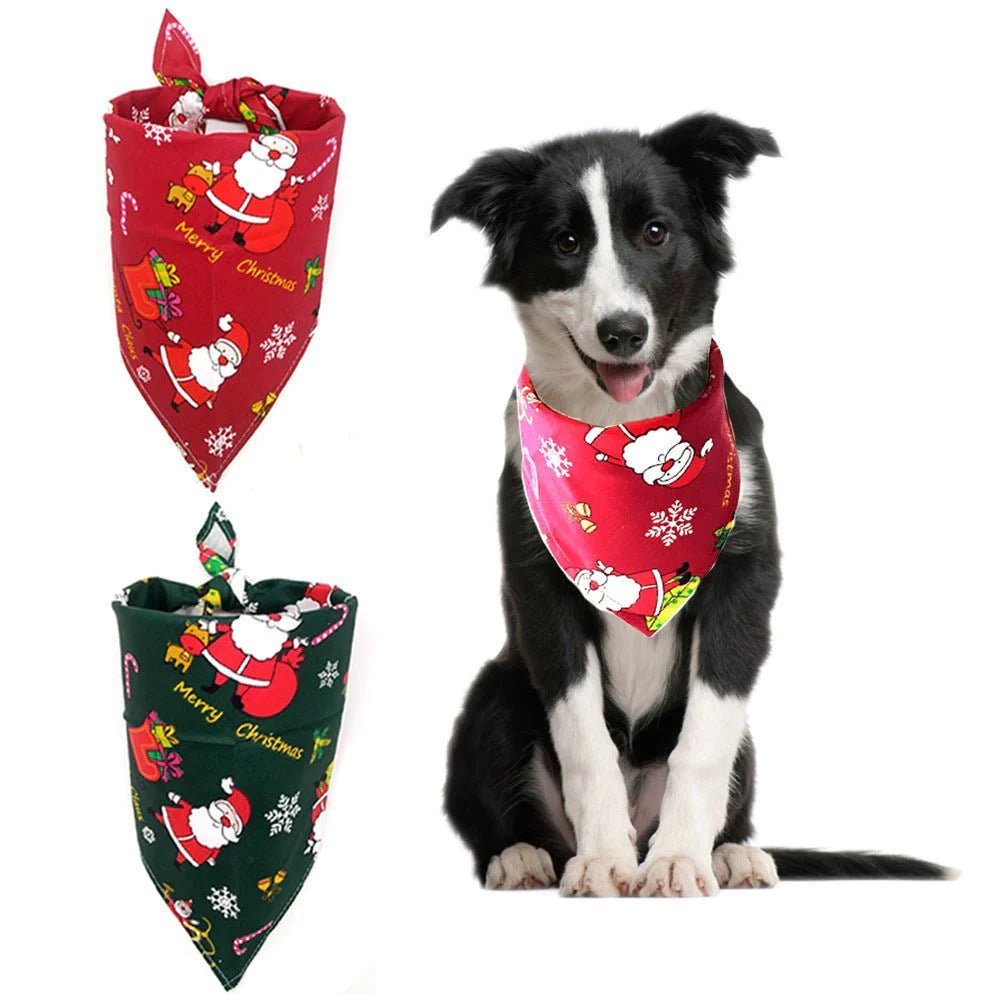 Santa Paws: Your Furry Friend's Festive Christmas Pet Triangle Scarf Saliva Towel - Beachwear Australia