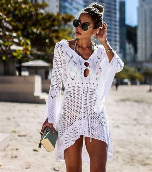 Beach Goddess Vibes: Swimsuit Cover-up and Beach Dress White Beachwear Australia