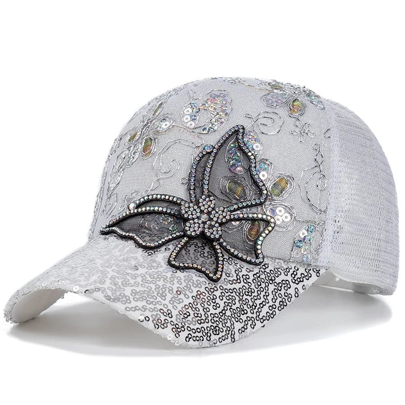 Butterfly Flower Pendant Baseball Cap White Beachwear Australia