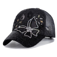 Butterfly Flower Pendant Baseball Cap Black Beachwear Australia