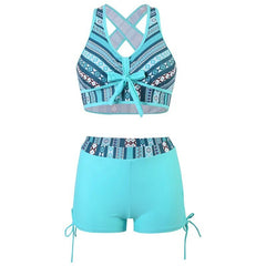 Glamorous Halter Push-Up High Waist Bikini Blue Beachwear Australia