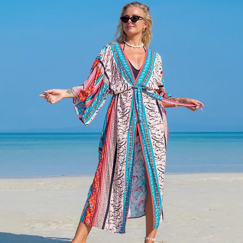 Ocean Chic: 2023 Boho Breeze Kimono – Luxe Beachwear Edition Leopard Beachwear Australia