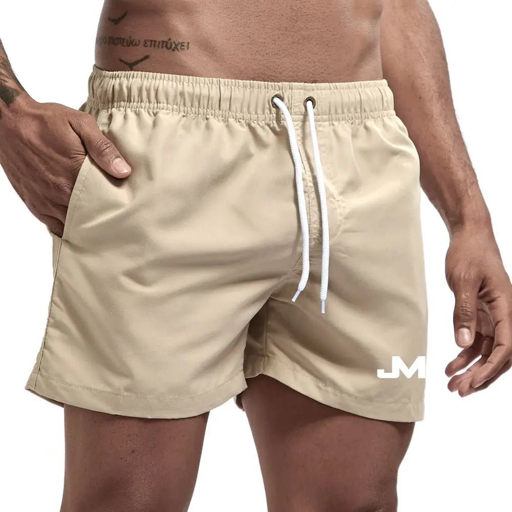 Quick drying, mid-length beach shorts Khaki Beachwear Australia