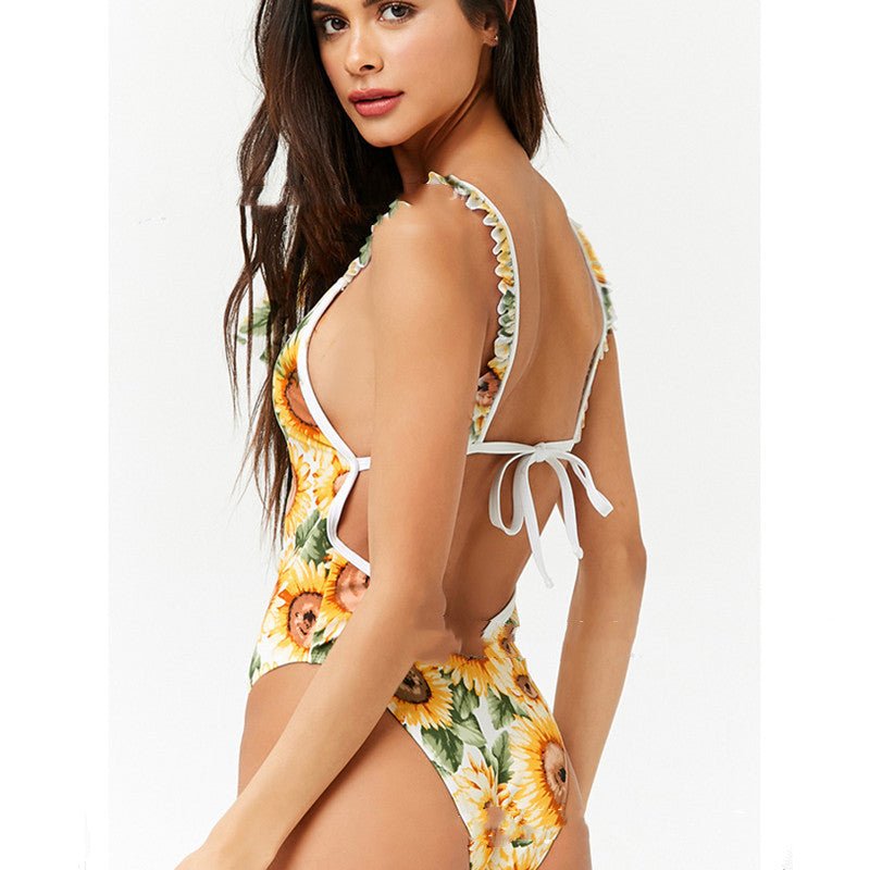 Sunflower Delight Ruffle Strap Printed Monokini Picture color Beachwear Australia