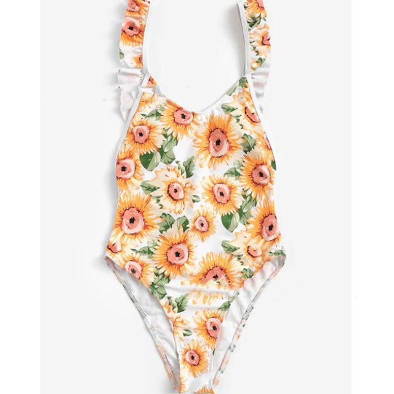 Sunflower Delight Ruffle Strap Printed Monokini Picture color Beachwear Australia