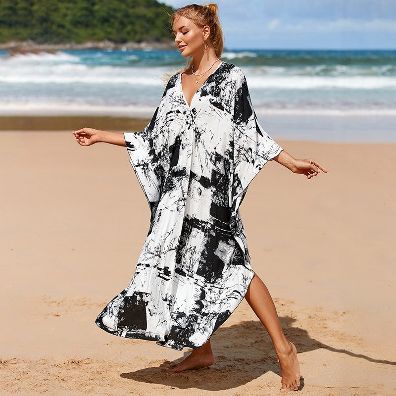 Wild Western Charm Cover-up Dress Red and black flow Beachwear Australia