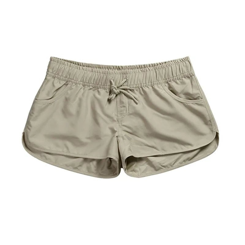 Women's Breathable Elastic Waist Beach Shorts khaki Beachwear Australia